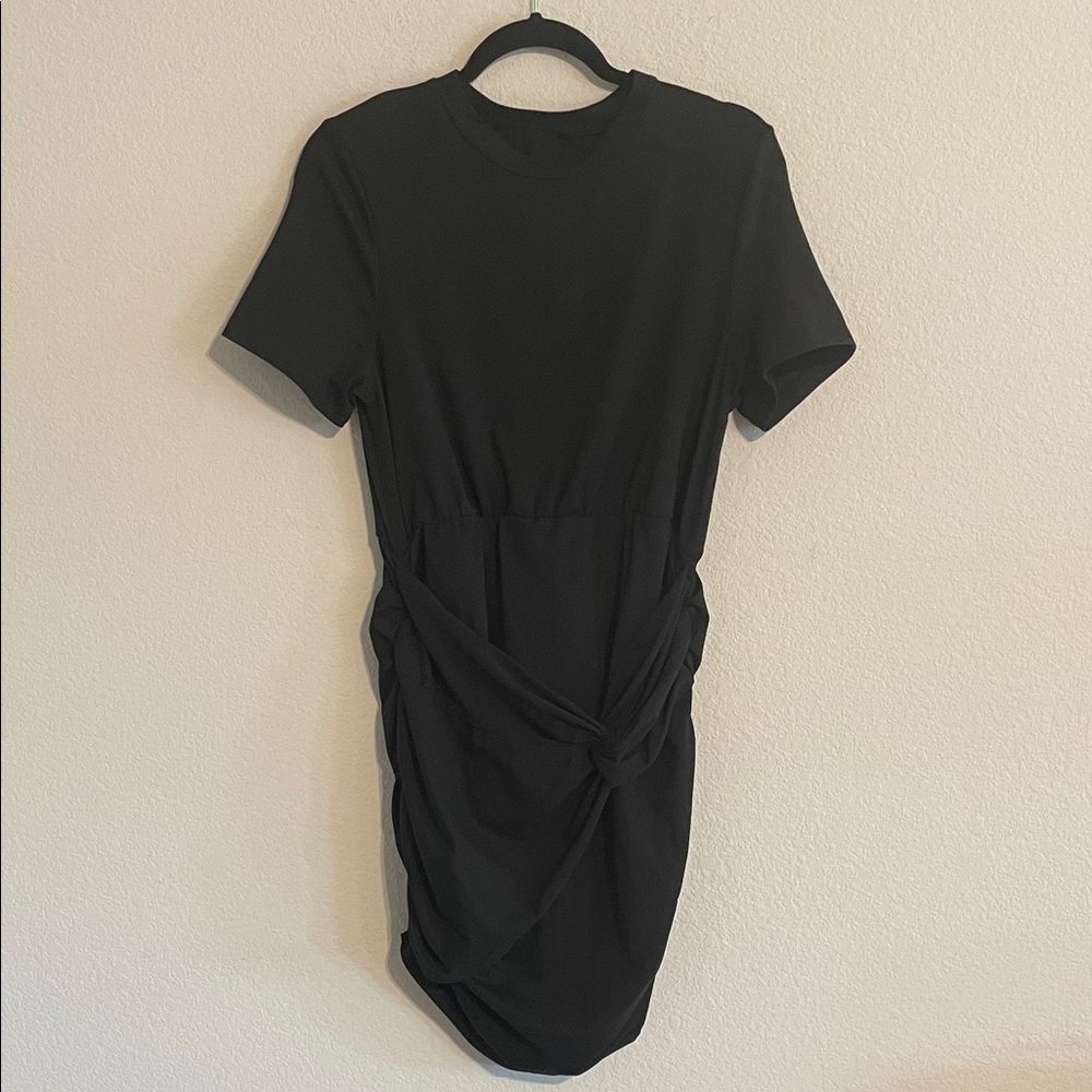 Shein Women’s Black Knot-Front Short Sleeve Bodycon Dress Cocktail Feminine
